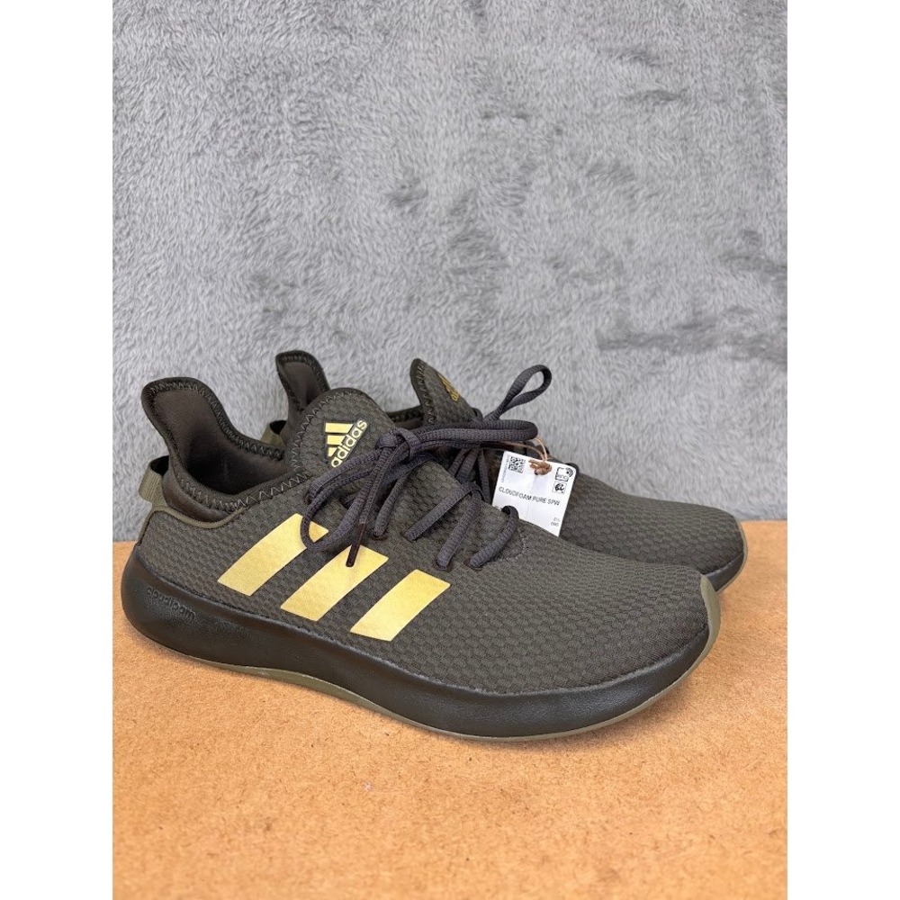 Adidas Cloudfoam Pure SPW Womens Running Shoes Olive Green Gold IG7375 NEW
